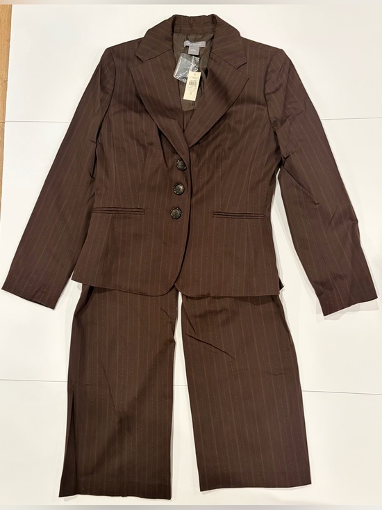 Ann Taylor Pants - NWT Ann Taylor "Margo" Brown Pinstripe 2-Piece Pant Suit Set - Size 8